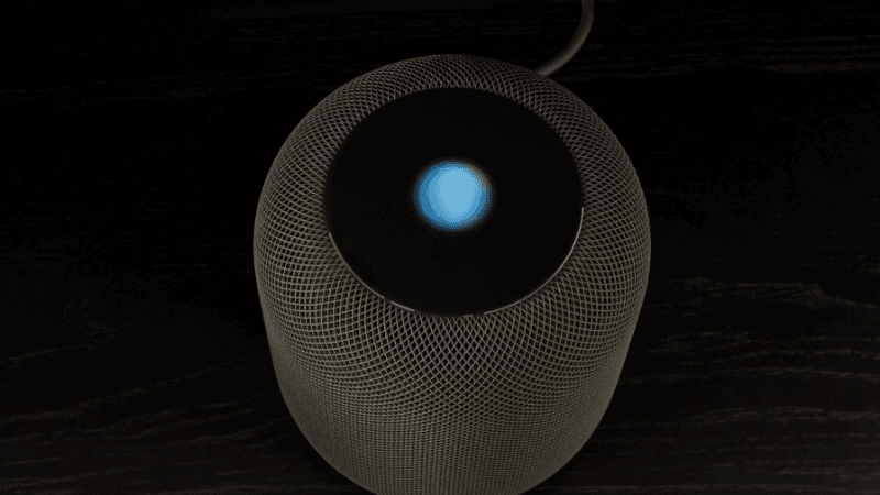 Aerial view of apple homepod speaker