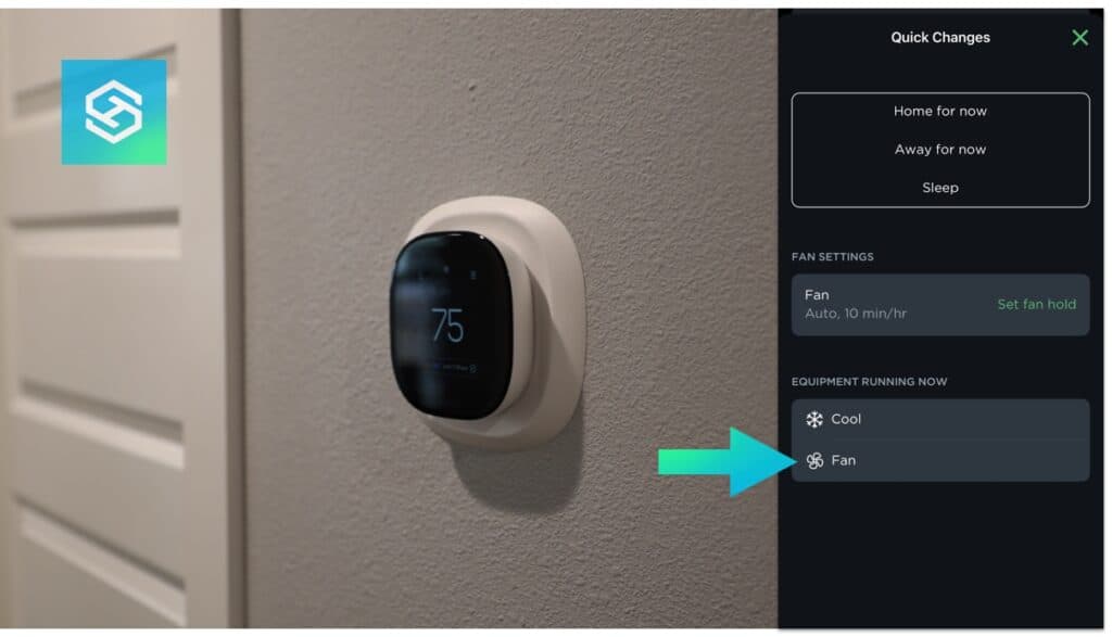 ecobee thermostat fan running