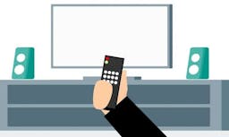Cartoon hand holding TV remote