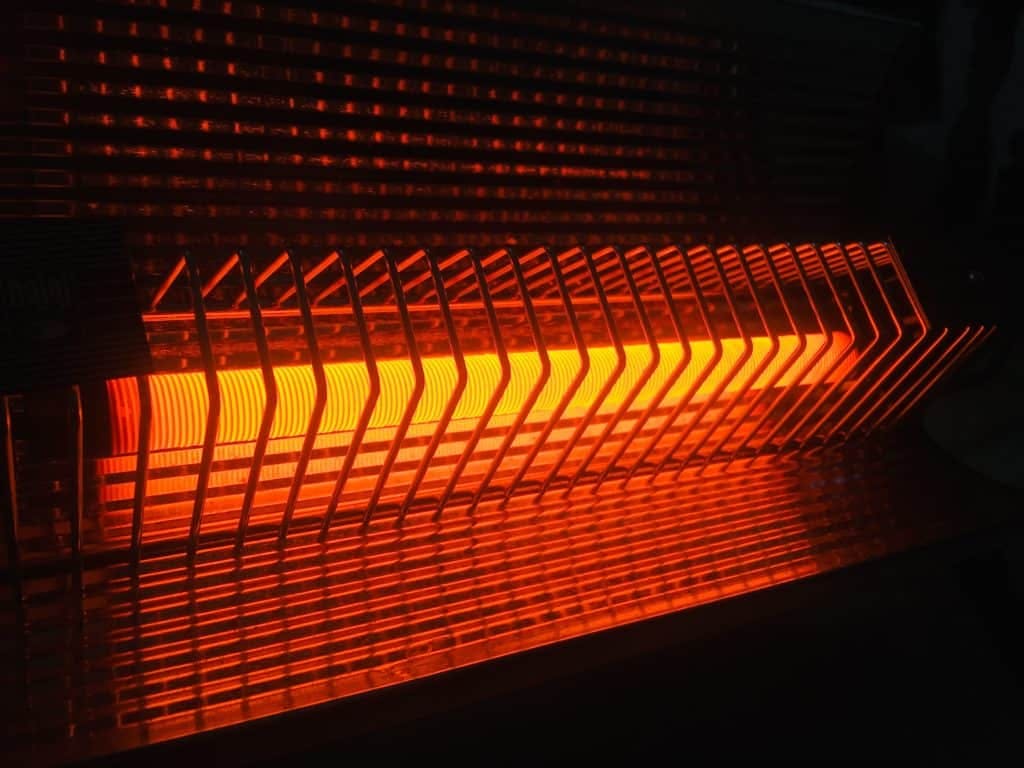Close up of space heater with orange glow