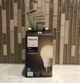 Smart bulb box with money