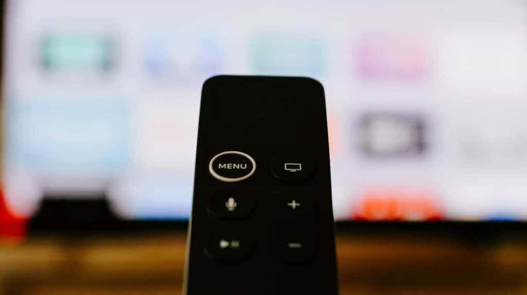 Apple TV pointed to a TV