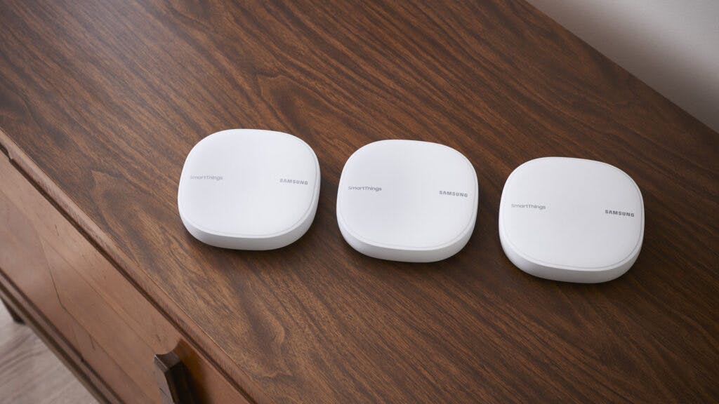 smartthings sensors laid out on table