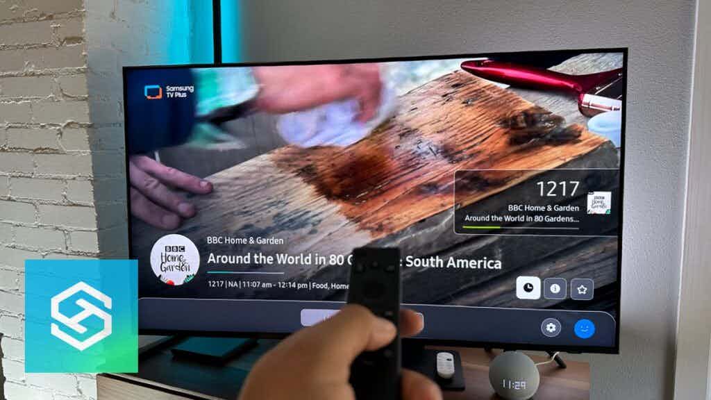 Remote control for Samsung in front of Samsung TV