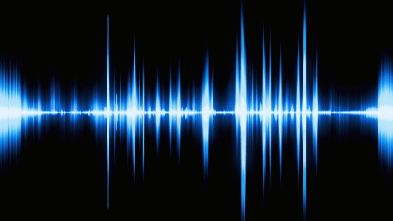 Blue sound waves on a black background