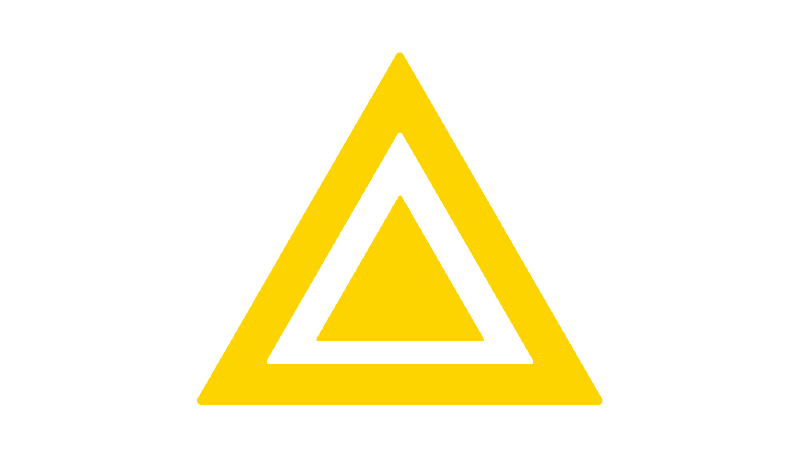 A hollow yellow triangle with a solid yellow triangle inside.