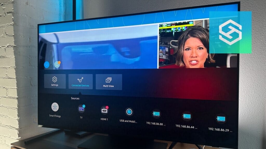 Samsung TV with sources open