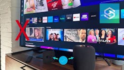 Homepod and Apple tv in front of Samsung tv