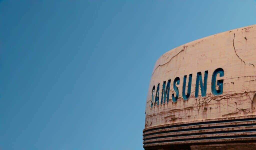 Building with samsung logo on it