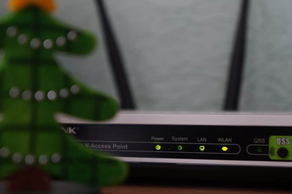 A router with lights on