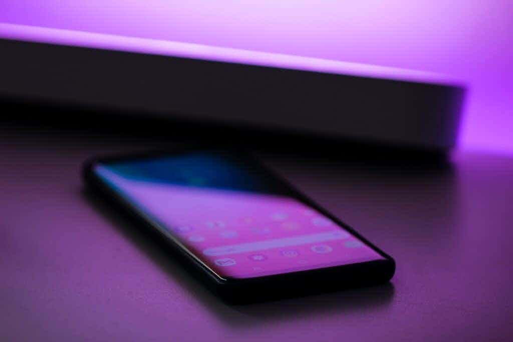 phone with purple lighting