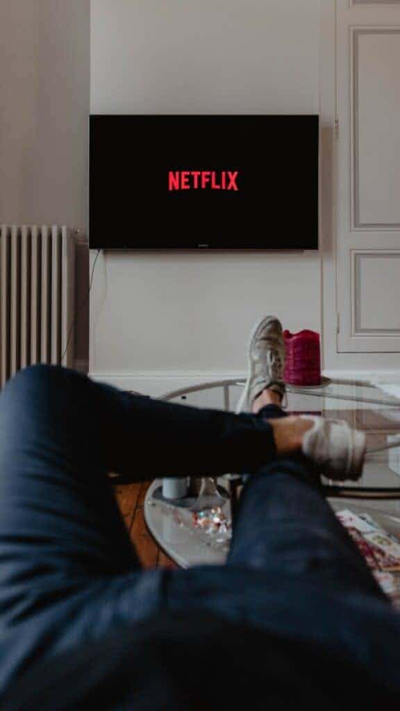 Mounted TV With Netflix turned on