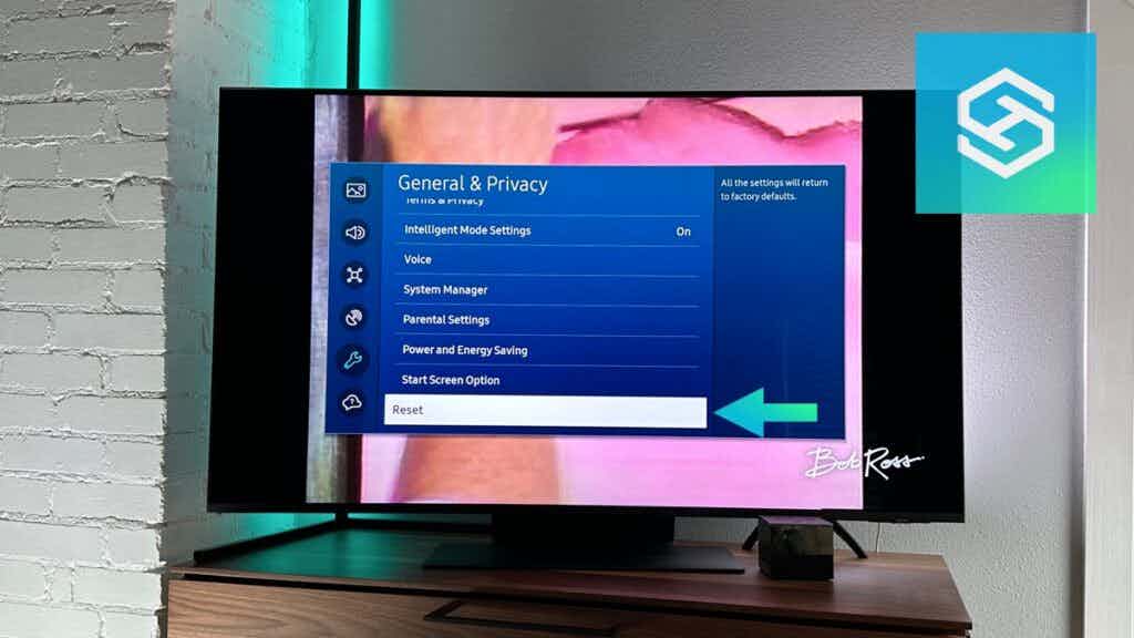 General and Privacy settings - reset Samsung TV selected
