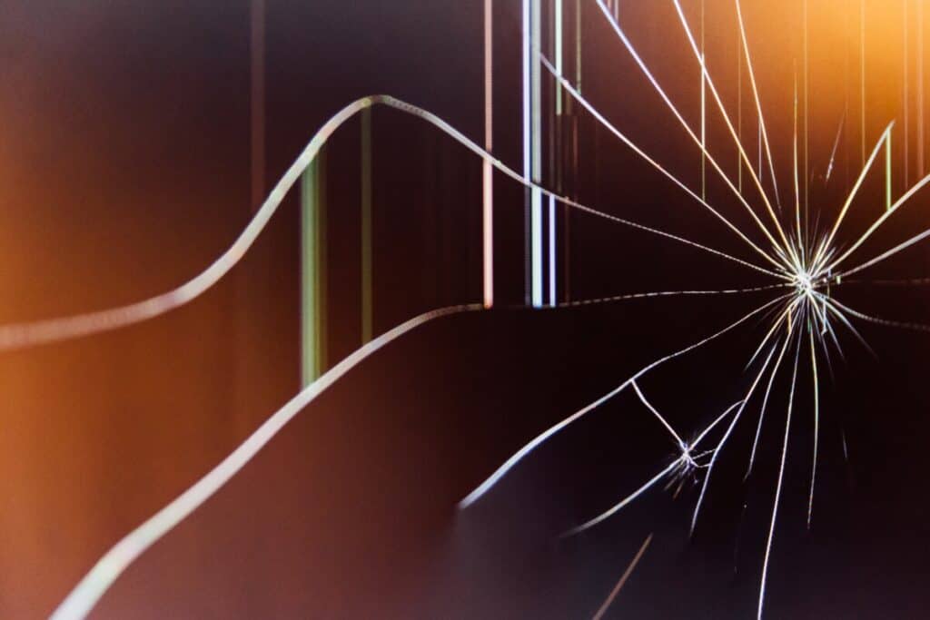 a broken tv screen