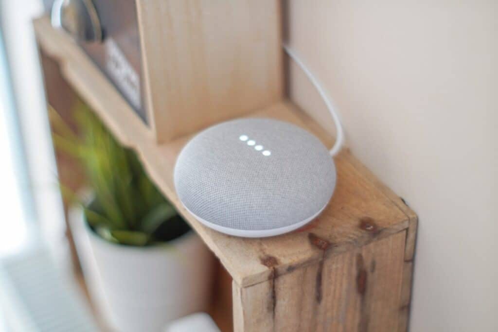Google Home device on a counter