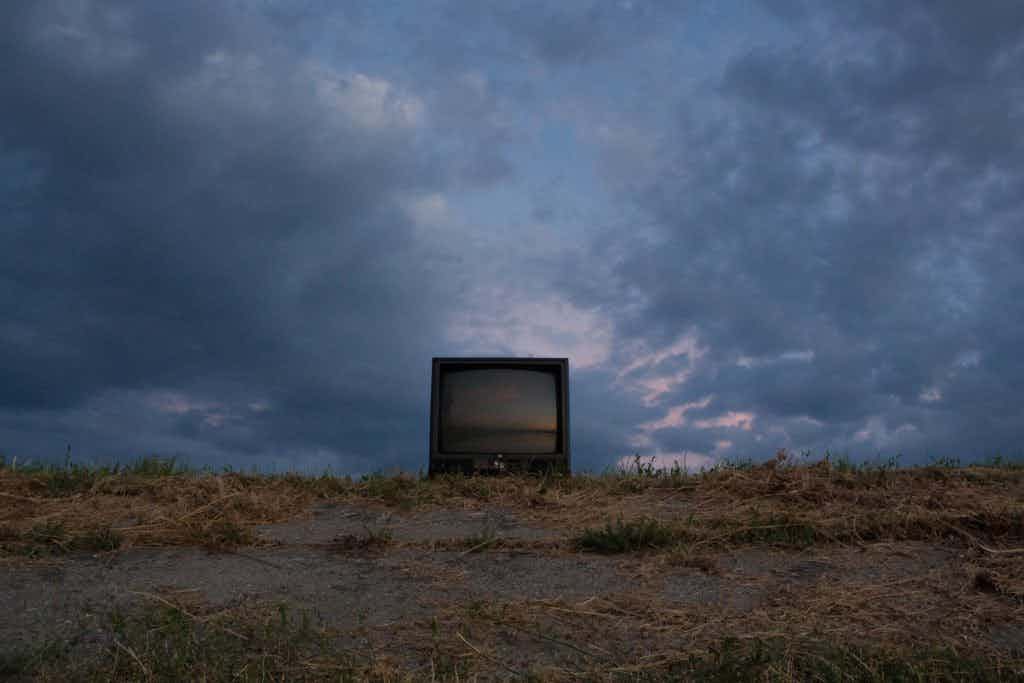 tv on grass
