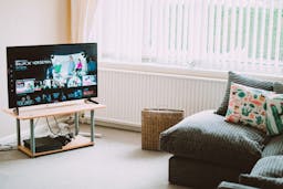 Smart TV in Living Room with Sofa