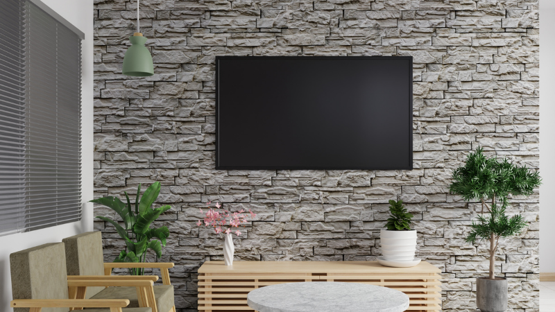 smart tv mounted on wall
