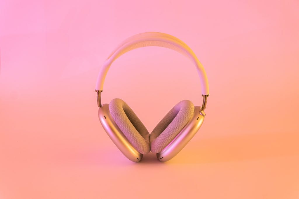 pink headphones on pink background