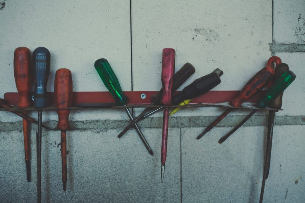 Screwdrivers in holder