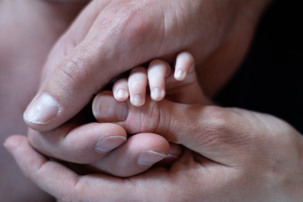baby hand with adult hand