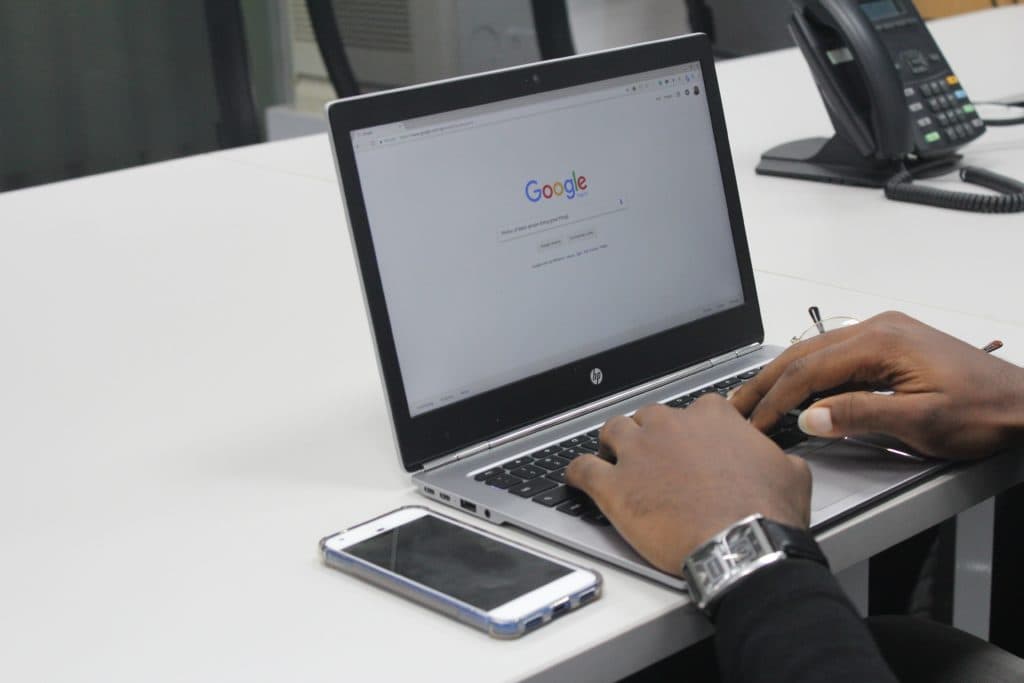 Laptop on table