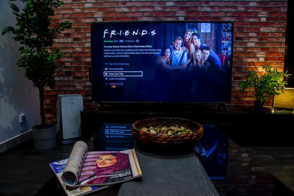 LG TV with Friends on screen