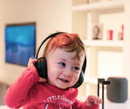Baby wearing headphones