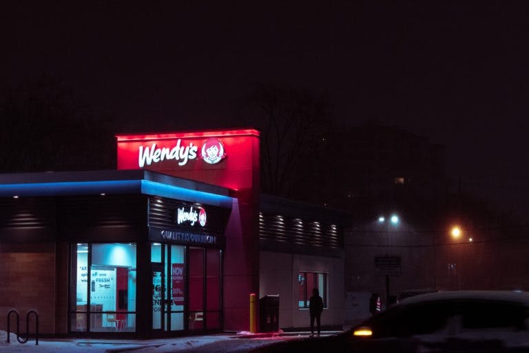 A Wendy's franchise at night