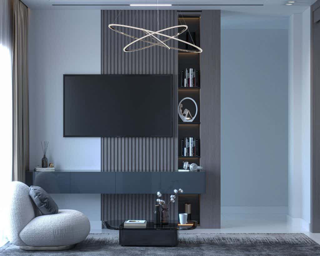 A TV in a modern designed living room