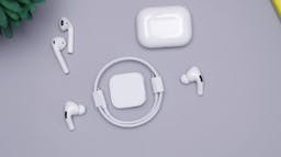 Multiple generations of AirPods.