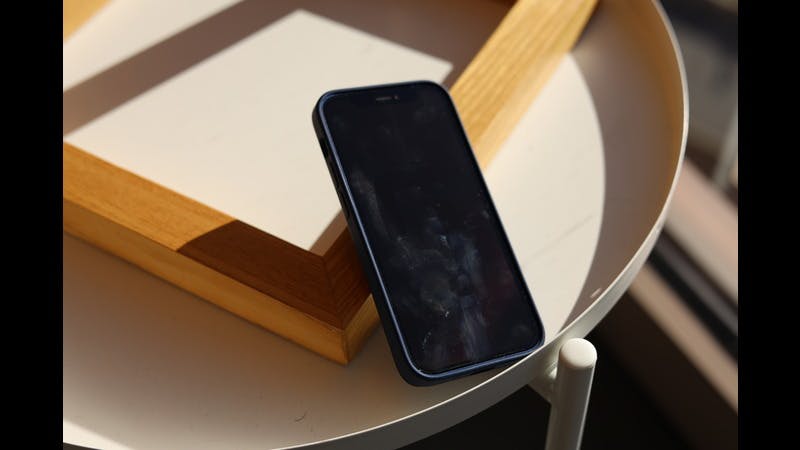 iphone 12 on desk