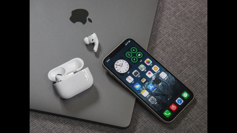 iphone, airpod, and macbook