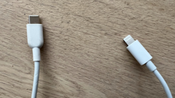 White USB-C and Apple MFI Lightening cable