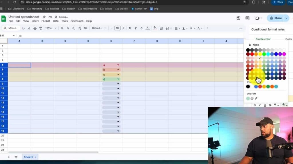 _Change Row Color When Dropdown Selected – Google Sheets