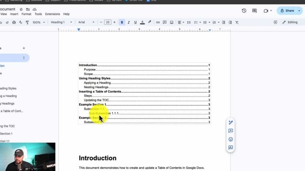 How to Insert and Customize a Table of Contents in Google Docs